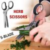Herb Scissors Set With 5 Blades And Cover - Multipurpose Kitchen Chopping Shear